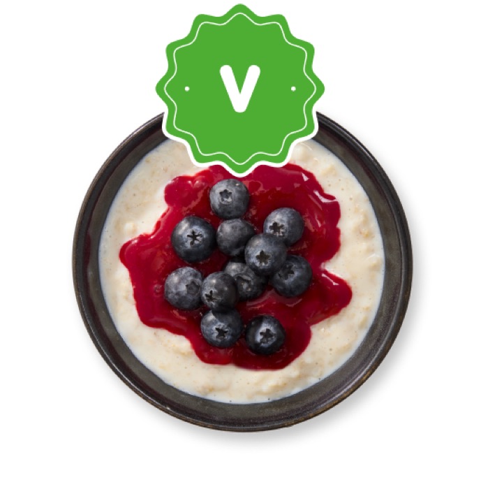 porridge with fresh blueberries from the itsu menu