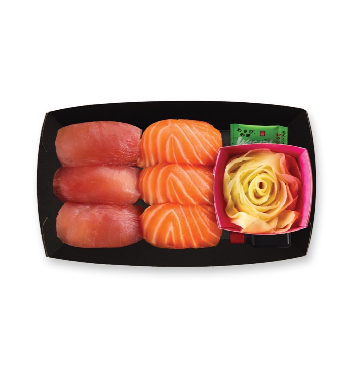 the tuna & salmon sushi from the itsu menu